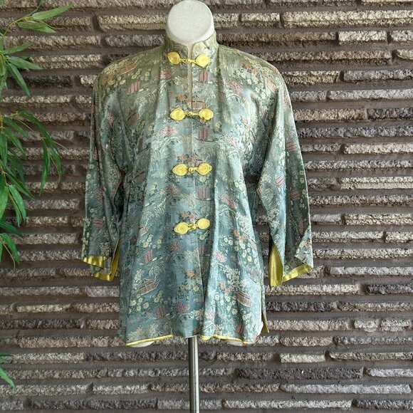Vintage 40’s  Lai Fong Honolulu Chinese Green Brocade Jacket - Picture 11 of 11